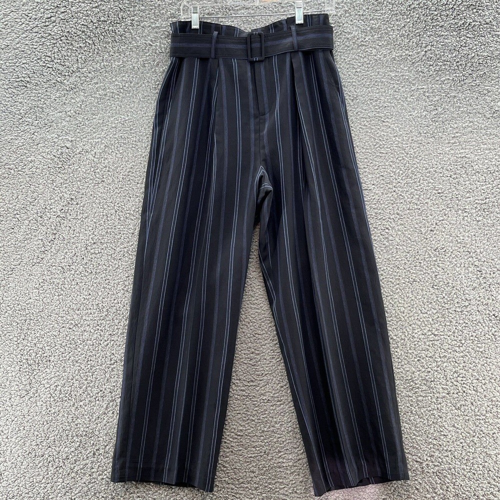 Vince Black and Gray Striped Wide Leg Pants